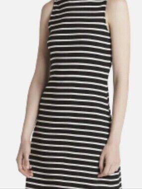 GAP Black and White Striped Midi Dress